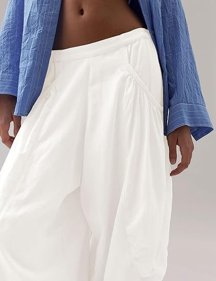 Women’s Sheer Cotton-Linen Balloon Harem Pants
