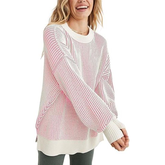 Women’s Chenille Striped Lantern Sleeve Sweater