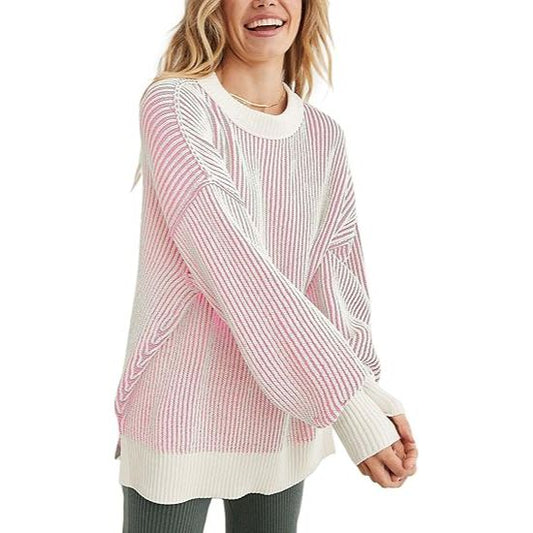 Women’s Chenille Striped Lantern Sleeve Sweater