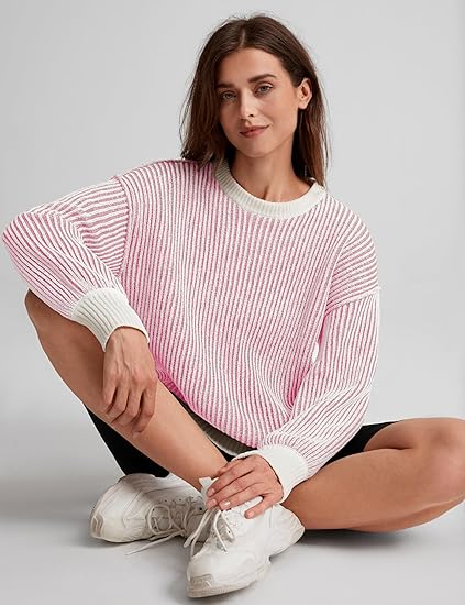 Women’s Chenille Striped Lantern Sleeve Sweater