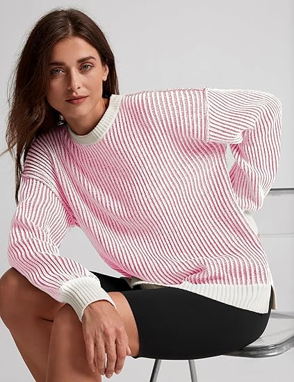 Women’s Chenille Striped Lantern Sleeve Sweater